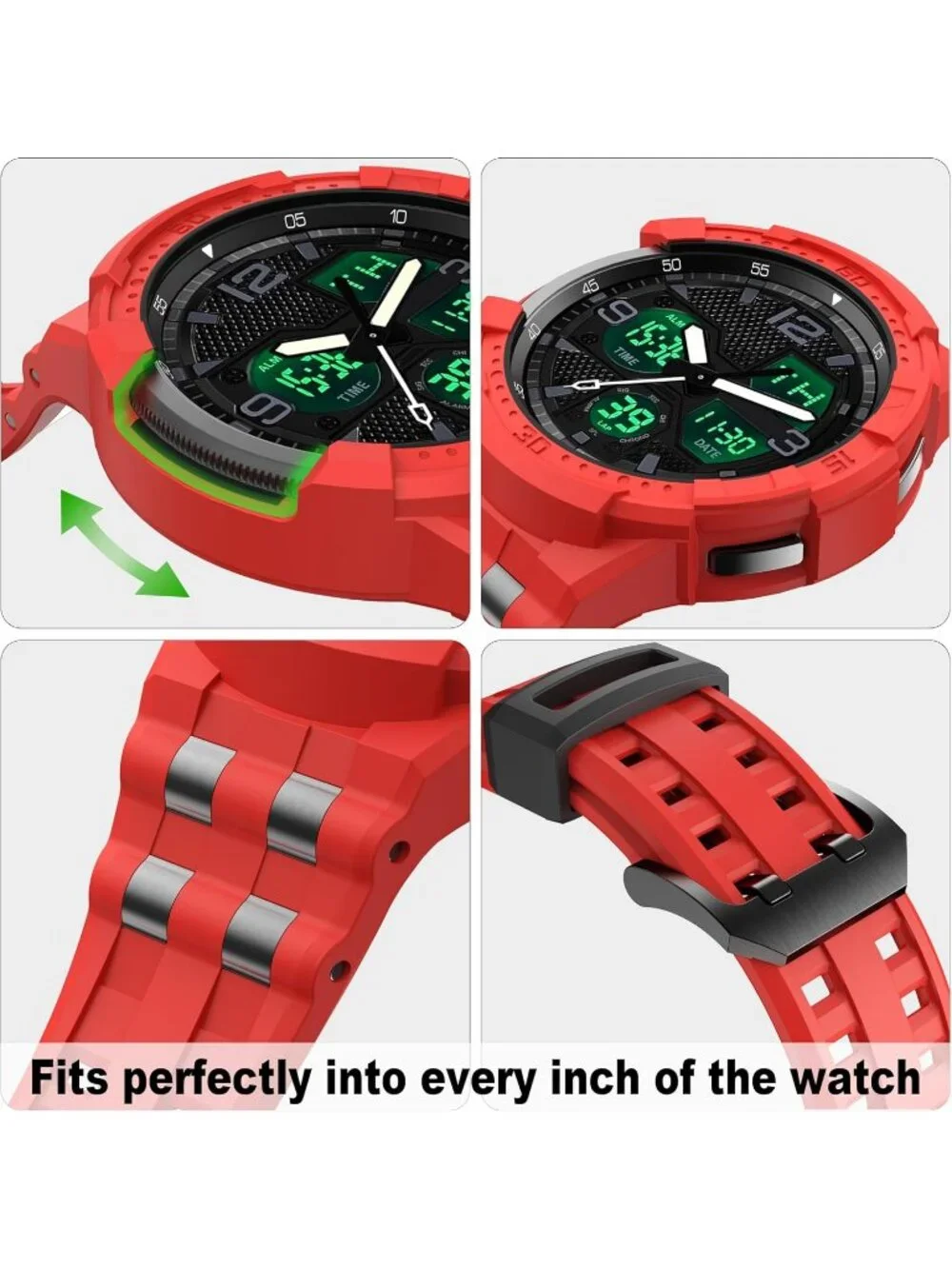 Men's All Red Analog Quartz Compatible Samsung Galaxy Classic LED Digital Watch